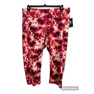ID IDEOLOGY Plus Size Compression‎ Tie-Dye Side-Pocket Crop Leggings 1X